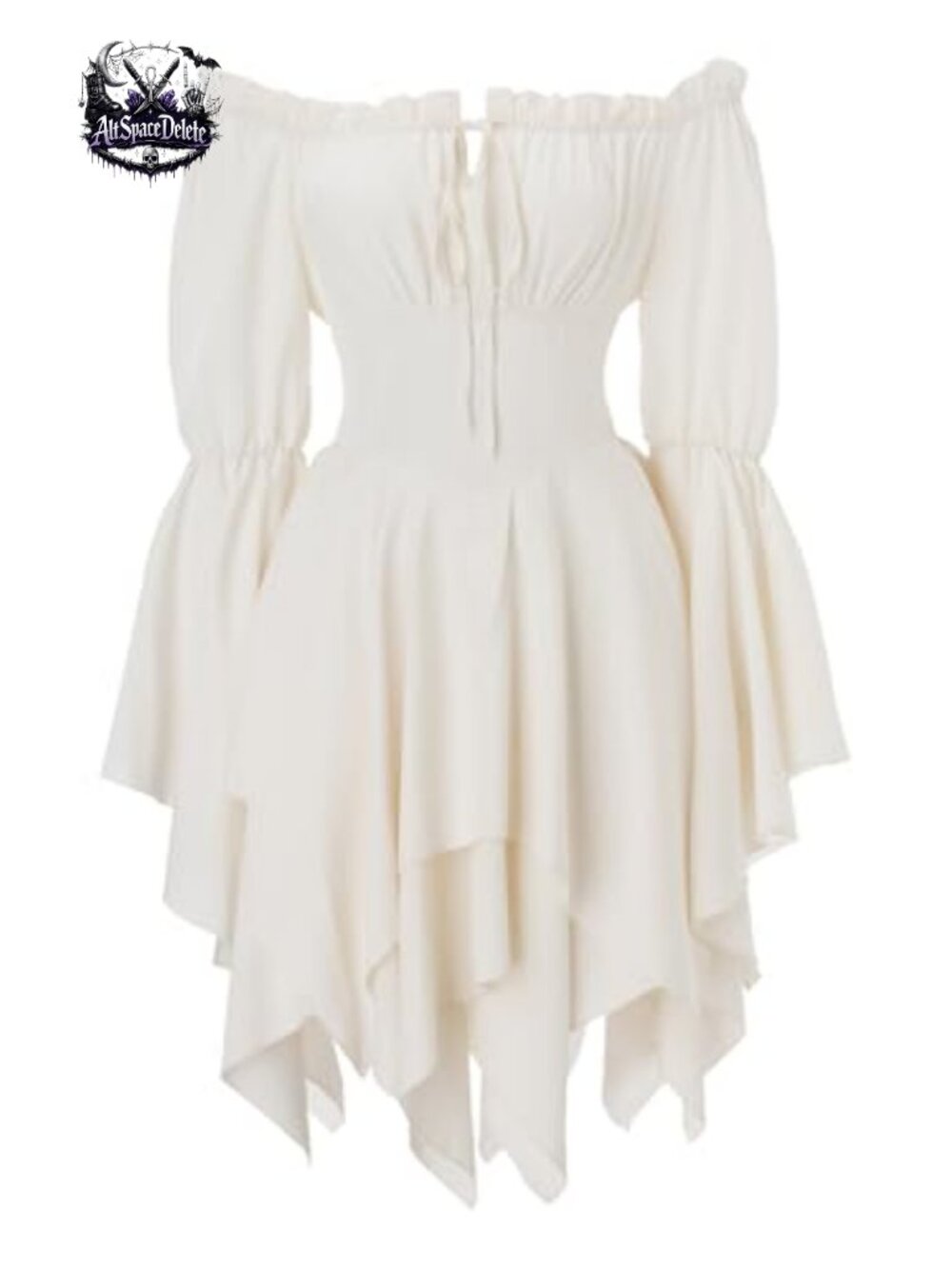 Renaissance Pirate Dress Off Shoulder Bell Sleeve High Low Cosplay